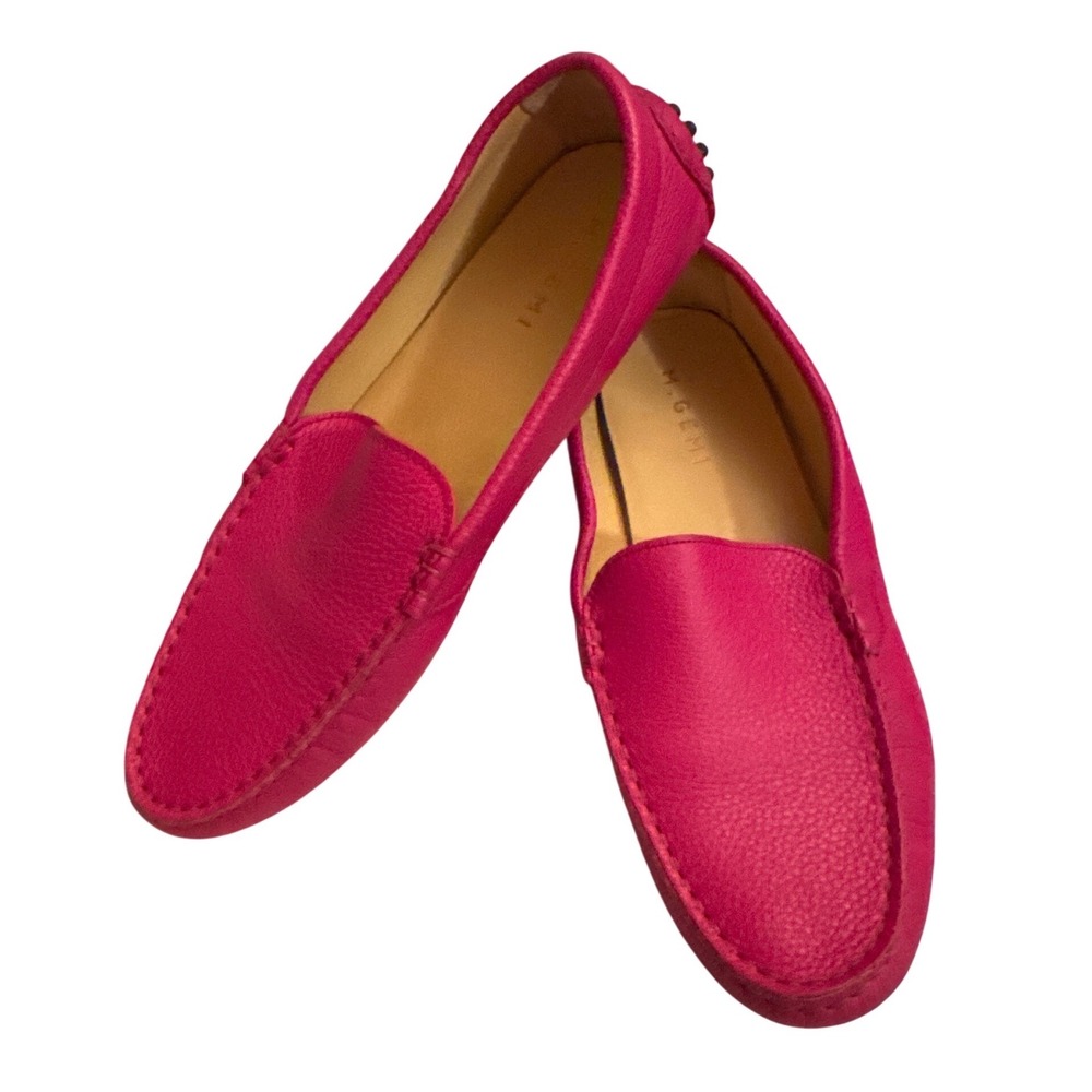 M.Gemi Felize Pink Pebbled Leather Driving Moccasins Womens 41 Made in Italy